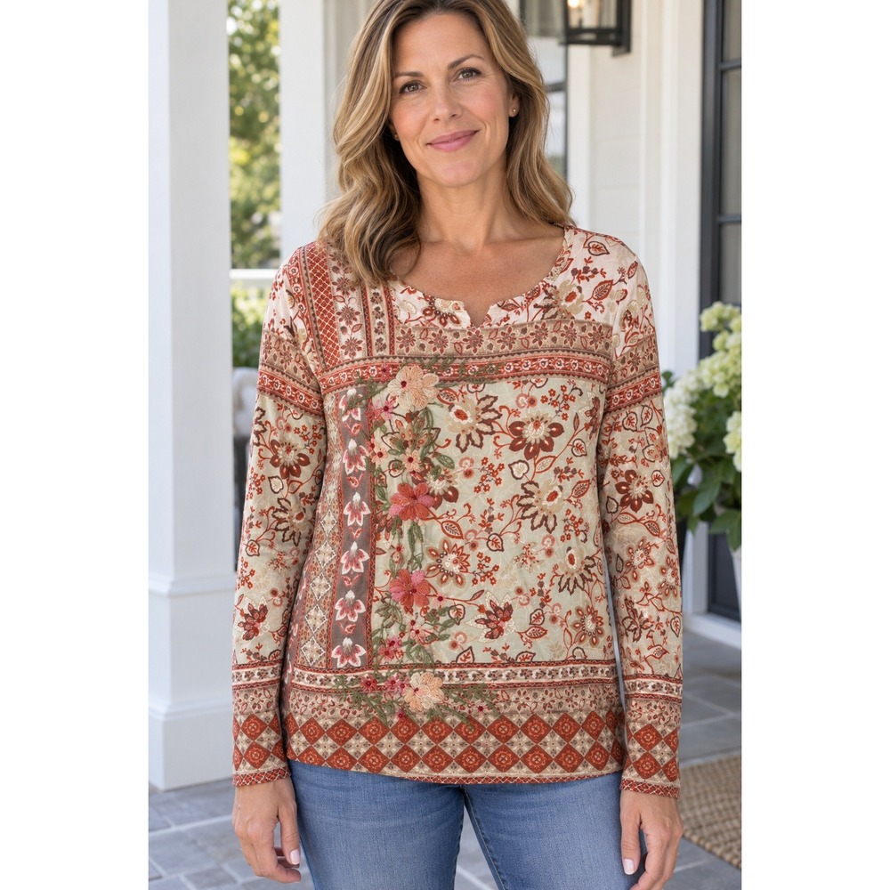 Sundance Blouse Women's Medium  Floral Patchwork Embroidered Cottagecore